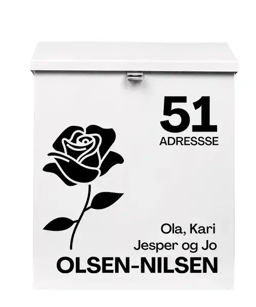 Postkasse klistermerke rose